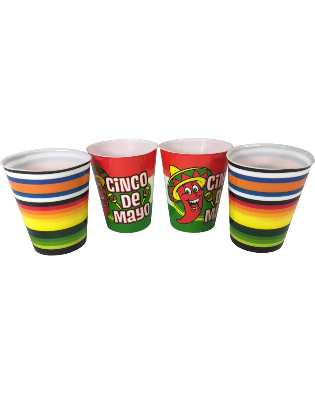 Adult's Cinco De Mayo 4 Piece Novelty Shot Glass Set Costume Accessory